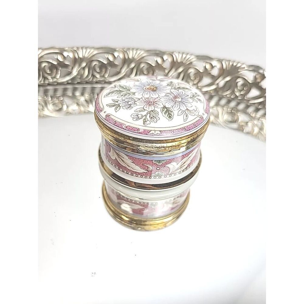 Victoriana Floral Falcon China Staffordshire England Porcelain Ring Trinket Box‎